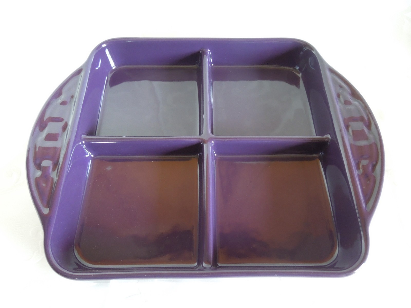 LONGABERGERWOVEN TRADITIONS POTTERYDIVIDED DISH TRAY8" X 8"EGGPLANTNEW! eBay