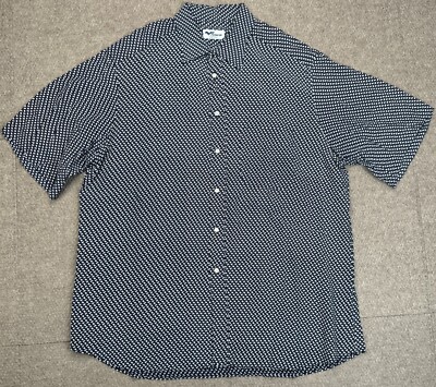 Fenicia Made In Italy Men's 100% Silk Button Up Short Sleeve Shirt Size 17/43