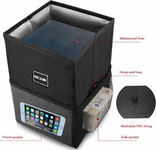 Car Trash Can with Lid - Bag Hanging Storage Pockets Leak-Proof Organizer Col...