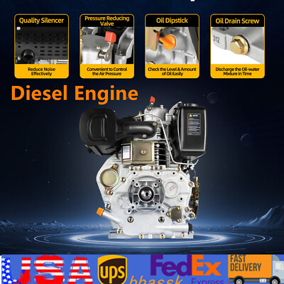 10HP 4 Stroke Diesel Engine Heavy Duty Single Cylinder 25 mm Shaft Air-Cooled