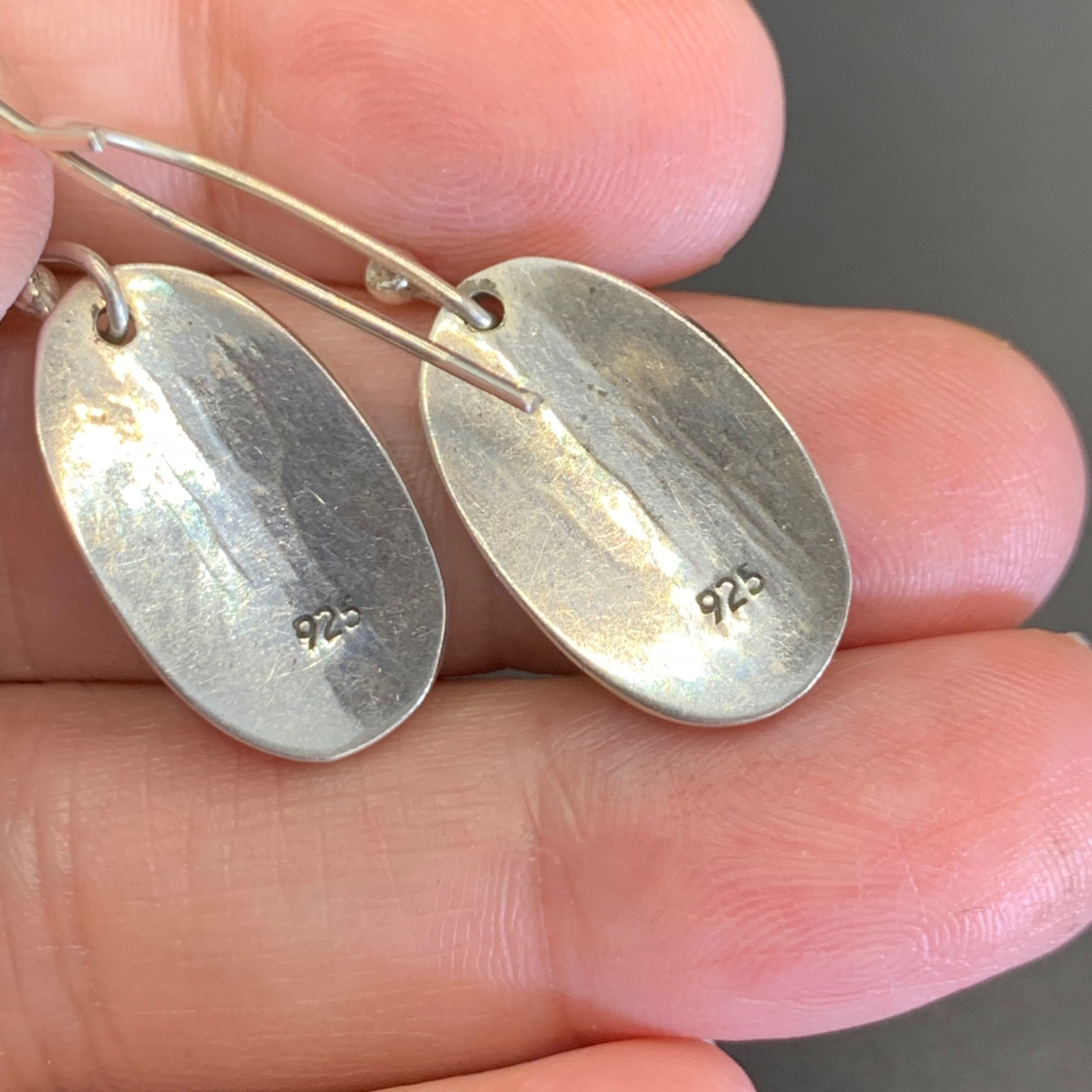 VTG Solid Sterling Silver 925 Oval Dangle Earring… - image 6