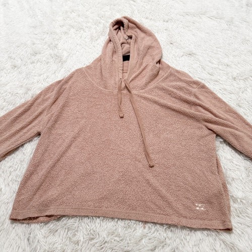 Women Billabong Hooded Fleece Cropped Long Sleeve in Peach Pink Size Large - Picture 7 of 7