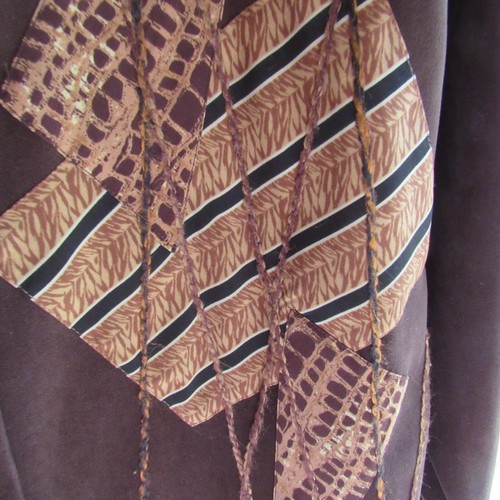 Koos Of Course Jacket M Animal Print Mix Media Patch Abstract Brown Womens - Picture 6 of 10
