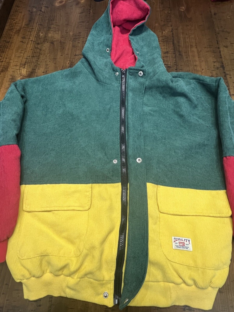 Duality Mens Vintage Jacket Corduroy Colorblock 90s Streetwear Sz