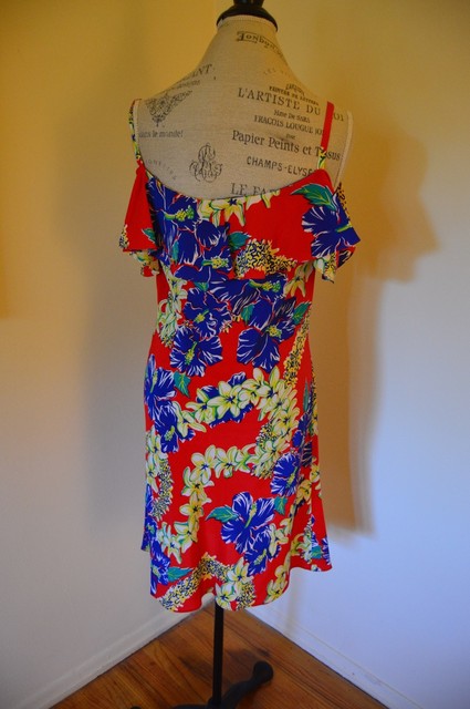 Polo Ralph Lauren Hawaiian-print Ruffled Dress Maui Red Hawaiian size 8 for sale online