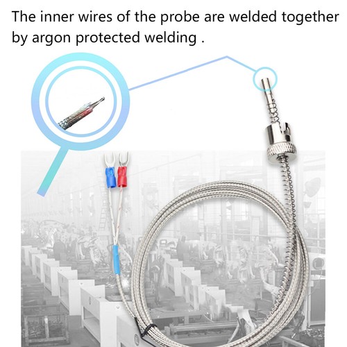 M12 Rotatable Circlip Head K-type Thermocouple Temperature Sensor Probe Cable - Picture 4 of 12
