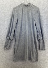 One One Six Women’s Gray Sweater Dress Ribbed Knit Scrunch Wrist Long Sleeve
