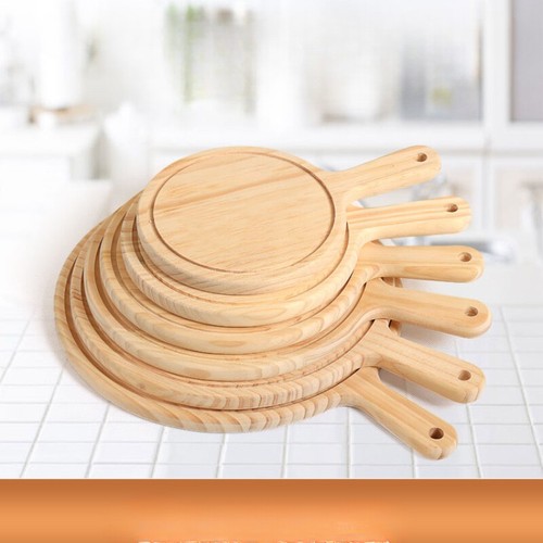 1x Thick Round Wooden Pizza Plate Restaurant Bread Cake Tray Steak Plate Quality - Picture 7 of 9