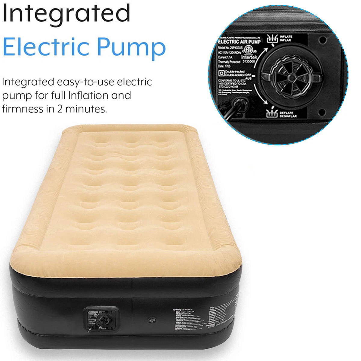 Single inflatable mattress clearance with electric pump