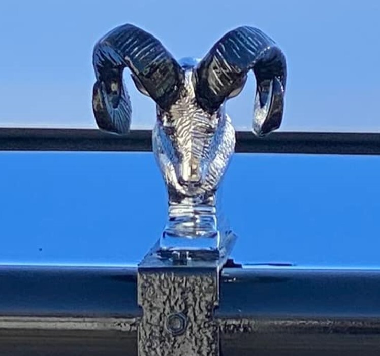 GG Grand General 48050 Matt Black Powder Coated Ram's Head Hood Ornament