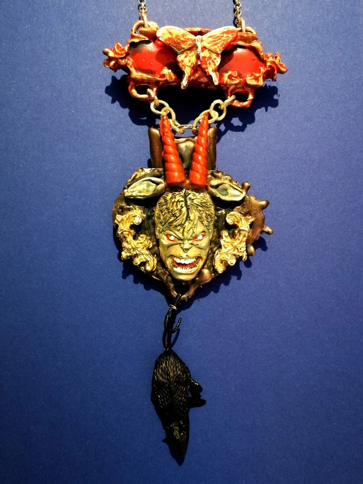 Joyería Gótica Oscura Punk Grueso Collar Amuleto Colgante Moloch Dios Magia Negra Foto 3 de 4