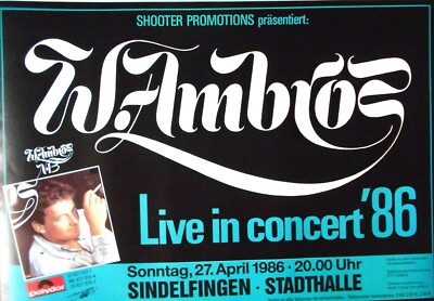 WOLFGANG AMBROS 1986 SINDELFINGEN - orig. Concert Poster - Konzert Plakat - A1