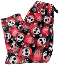 The Nightmare Before Christmas Red Plaid X-mas Comfy Fleece Lounge Pants Medium