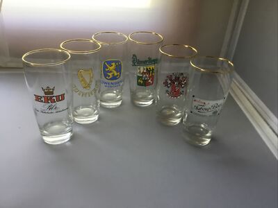 Beer Glass Set of 6 Becks Pilsner Urquell Guinness Tuborg Lowenbrau Munchen Eke