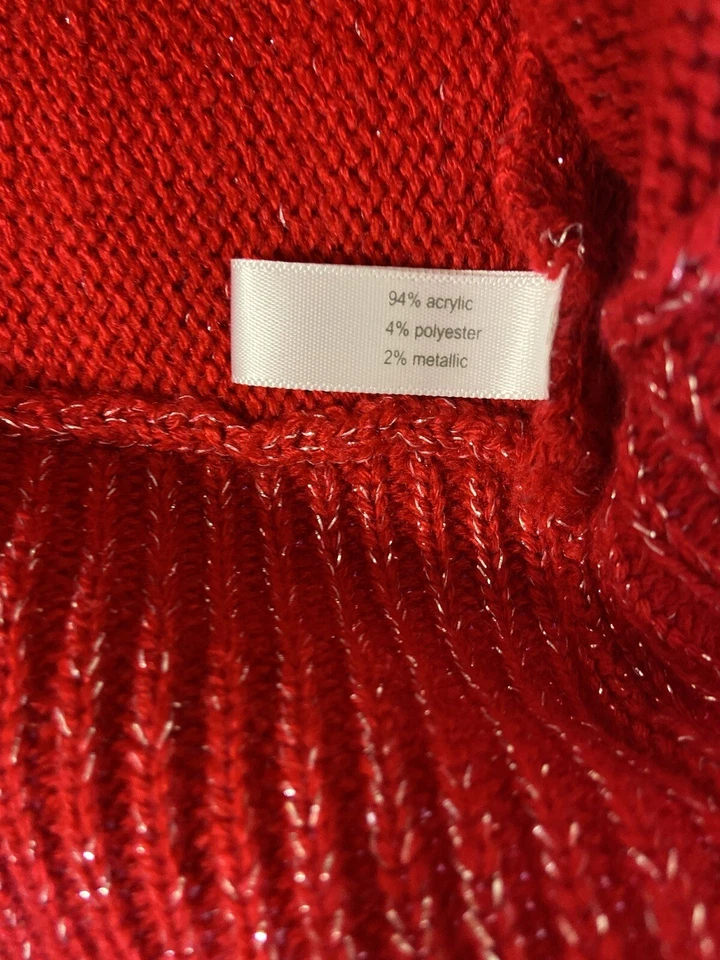 Moda Bug Rojo Cuello Redondo Manga Corta Brillo Suéter Mujer Talla S Foto 3 de 4