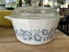 Vintage PYREX COLONIAL MIST Blue White Casserole Baking Dish 474-B 1.5Qt No Lid