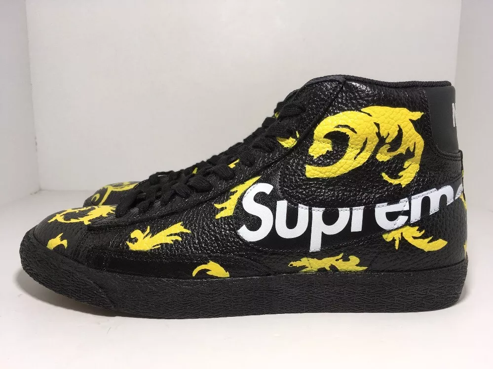 Nike Blazer Mid Premium 429988 007 Noir Supreme Custom Chaussures Homme Taille 10,5