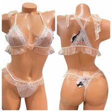 Victoria Secret Designer Collection Bra Matching V-String Panty Set Size Sma
