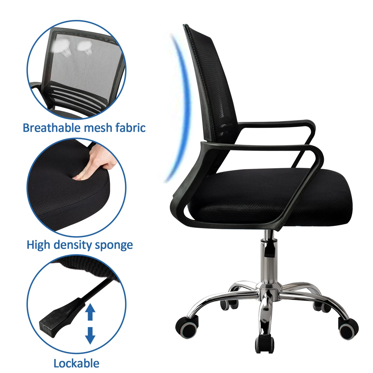 Office Chair Computer PC Desk 360 Swivel Chairs Adjustable Lift