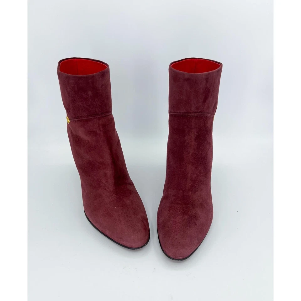 Auténticos Botines VALENTINO GARAVANI Gamuza Borgoña Logo V Talla EU37 Foto 2 de 4