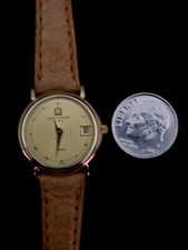 Wristwatch, Lady's, Michel Herbelin Gold Leather Swiss 7 Jewel NOS 1980s France