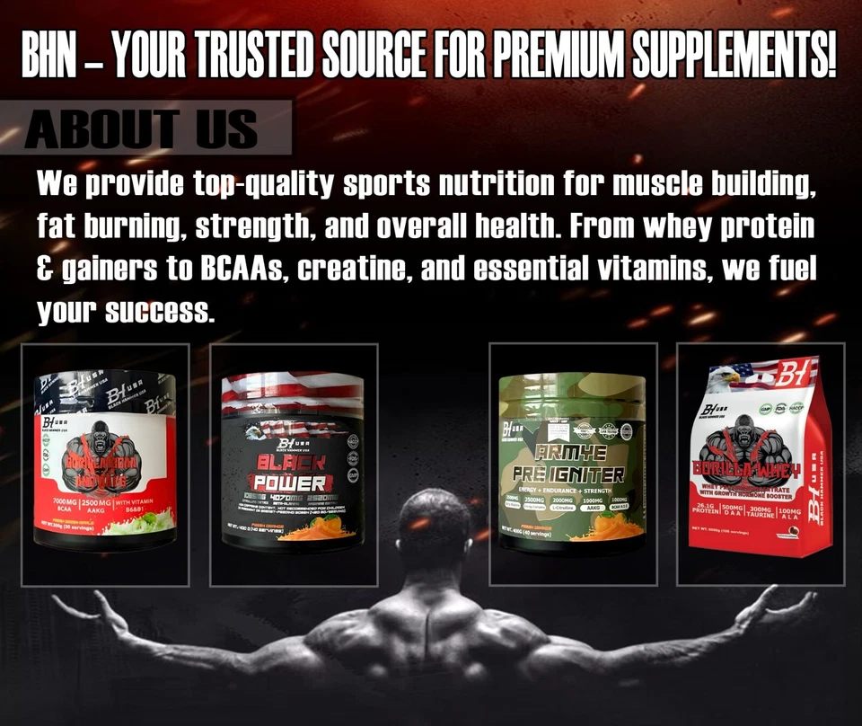 GORILLA Mass Gainer 4KG Chocolate | Muscle Gain CLA HMB | Black Hammer USA - Bild 4 von 4