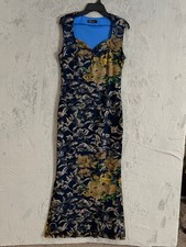 Vfemage Women's Floral Maxi Dress Navy Blue Size L Sleeveless