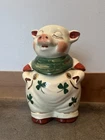 Vintage Shawnee Pig Cookie Jar Shamrock Green Clover USA Pottery