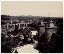 Luxembourg, Fort Thüngen, Pfaffentham und Clausen  vintage albumen print,  Tir