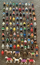 Huge Lot 100 Playmobil Figures 92 People 8 Horses Many Vintage