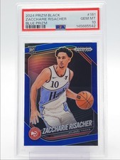 ZACCHARIE RISACHER 2024-25 PANINI PRIZM BLACK ROOKIE BLUE RC /199 PSA 10 Q1639