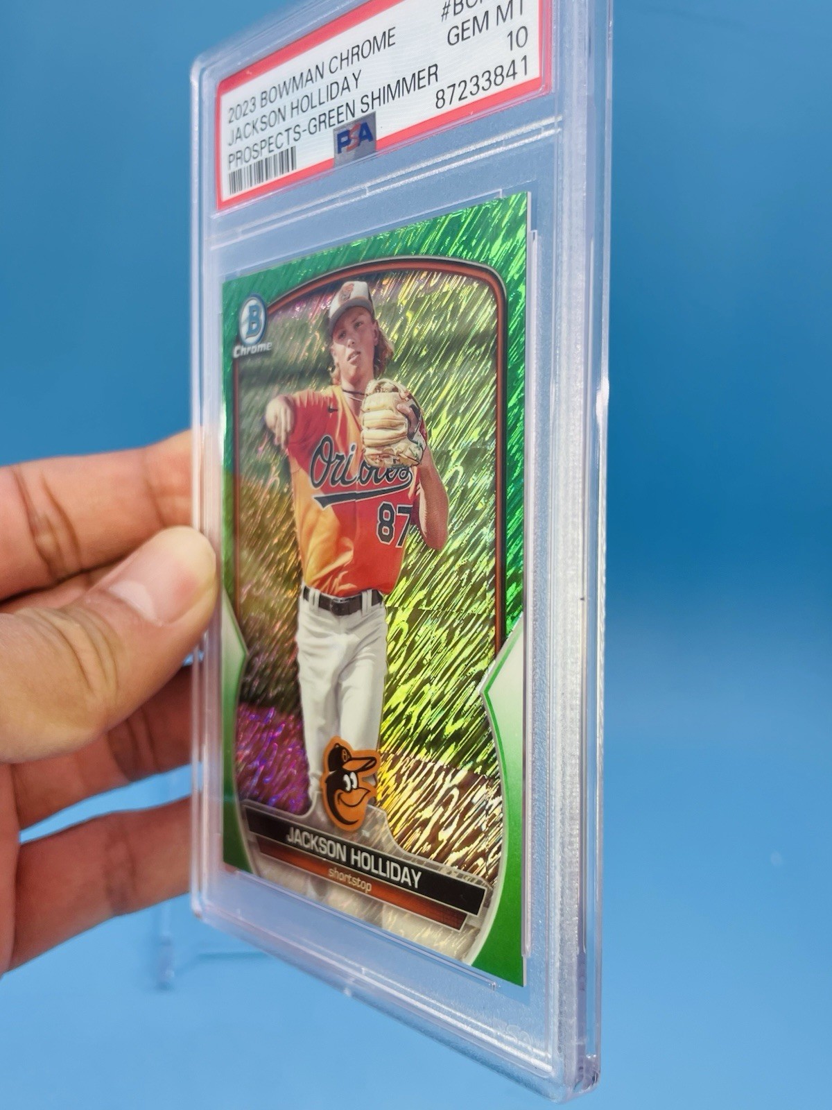 2023 Bowman Chrome ~ JACKSON HOLLIDAY ~ Green RC #'d /99 ~ PSA 10 GEM MINT 🔥 view 10