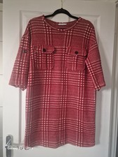 Zara Red Plaid Tweed Dress Size M