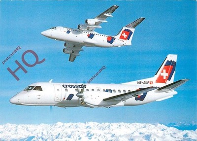 Ansichtskarte - Crossair Saab SF.340 CITYLINER UND Avro RJ85 [Flugzeugausgabe]