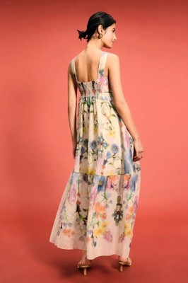 Marchesa Rosa Ramie Maxi Dress Floral Print Multicolor Gown, Size 4, Retail  $595 | eBay
