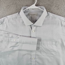 Paul Fredrick Mens Dress Shirt 18-34 Blue Non-Iron Cotton Dobby French Cuff