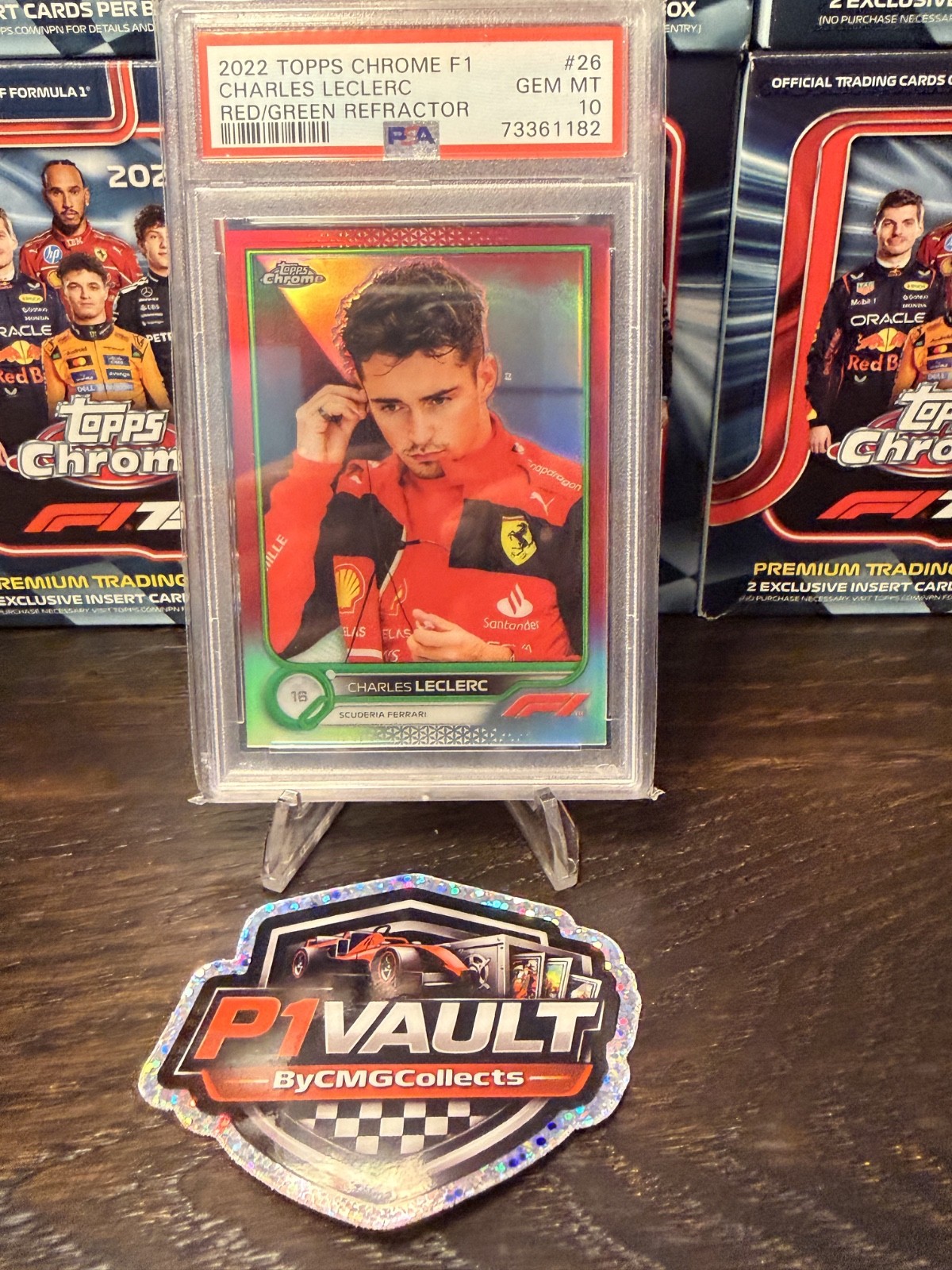 Charles Leclerc 2022 Topps F1 Chrome #26 Red/Green Refractor PSA 10