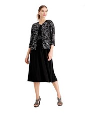 JESSICA HOWARD Womens Black 3/4 Sleeve Jewel Neck Midi Shift Dress 10