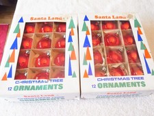 2 Boxes 24 Total Vintage Santa Land Red Christmas Ornaments-EXC-Great Graphics
