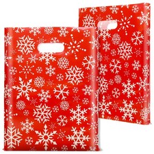 100 Pack Christmas Bags Bulk, 12 x 15 Inches Snowflakes Merchandise Bags