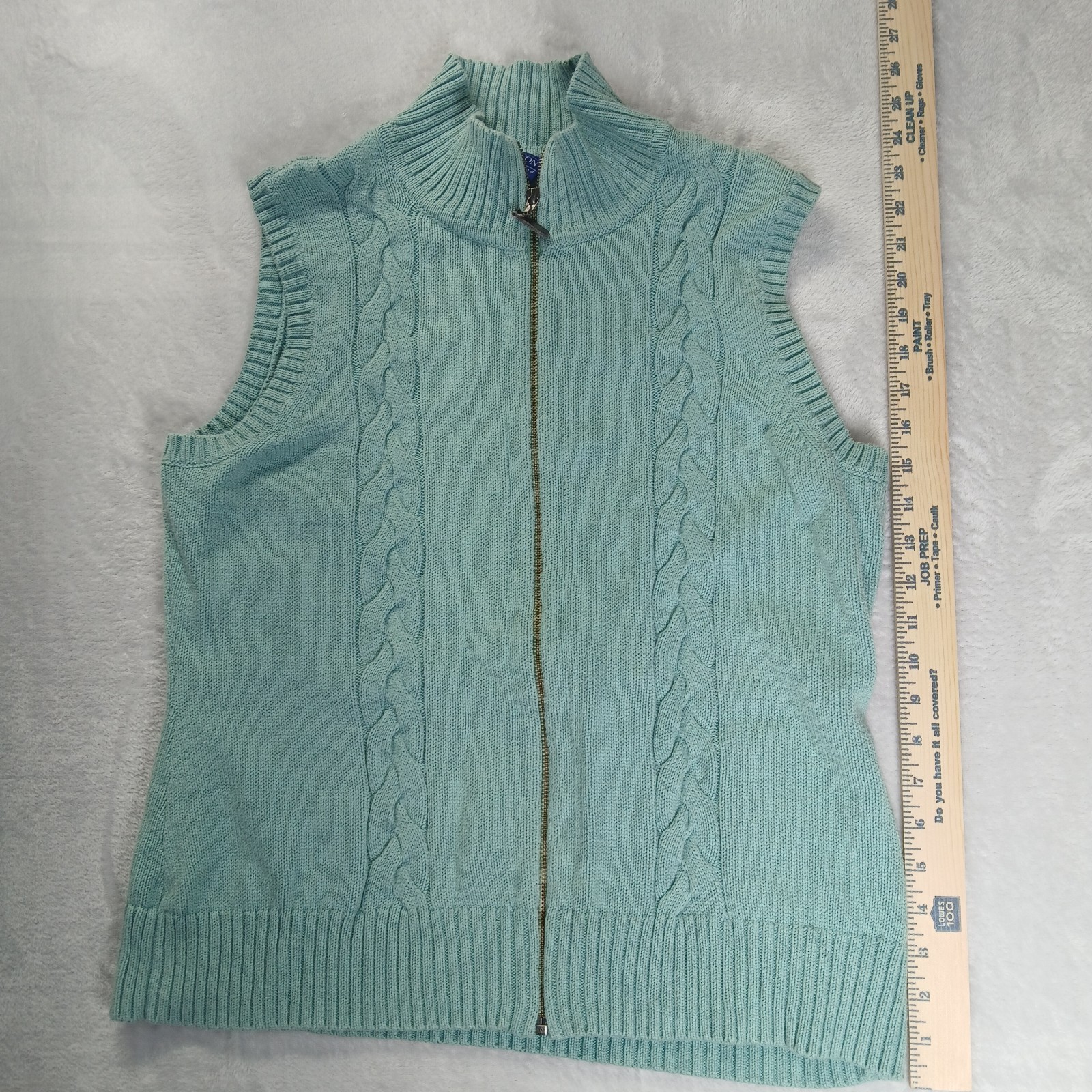 Pendleton Cotton Cable Knit Zip Front Sweater Ves… - image 9