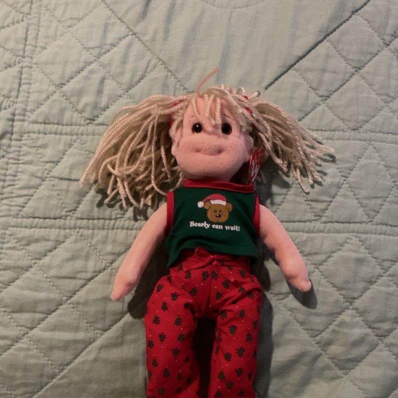 Ty Beanie Boppers Jolly Janie Plush Doll Holiday Outfit Retired 1999 MPN 900