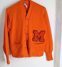 AS IS Estate 50s Robert Bruce VTG M Letterman Cardigan Sweater Mens S M Michigan
