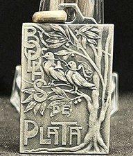 Uruguay 1936 Plata Pareja de Bodas Pájaros en Árbol Diseño, Campana, Plata ART NOUVEAU