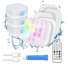 Rechargeable Submersible Pool Lights with Remote, Waterproof Underwater Charging