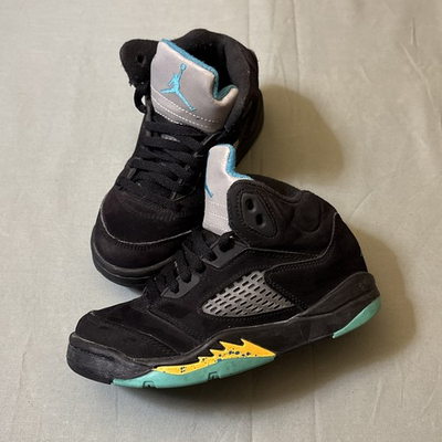 #ad Jordan Retro 5 Aqua Youth Size 11C Black High Top Shoes $30.00