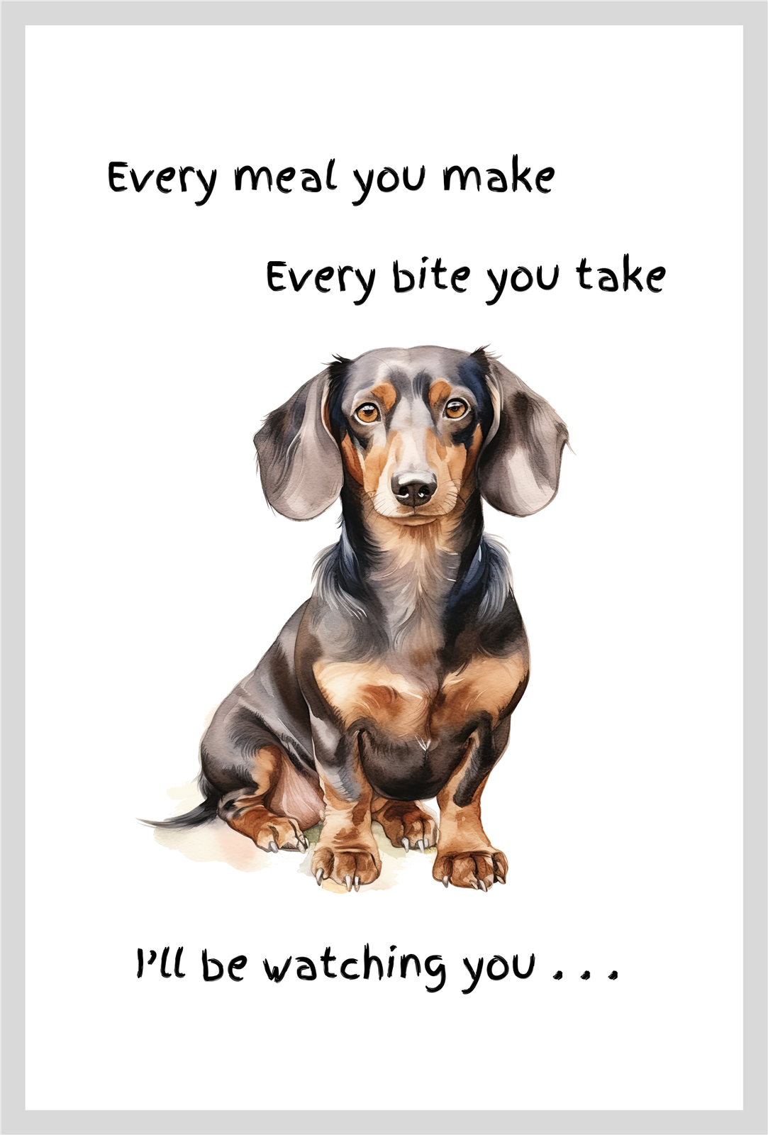 Dachshund Dog gift Cotton Tea Towel Watching You wording fun stocking filler