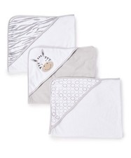 Spasilk Baby 3 Pack Soft Terry Hooded Towel Set for Newborn Boys and Girls, Grey