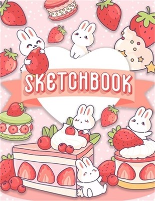 Sketchbook: 120 Blank Pages w/ mini Kawaii character (Sketchbook for Kids) (Pape