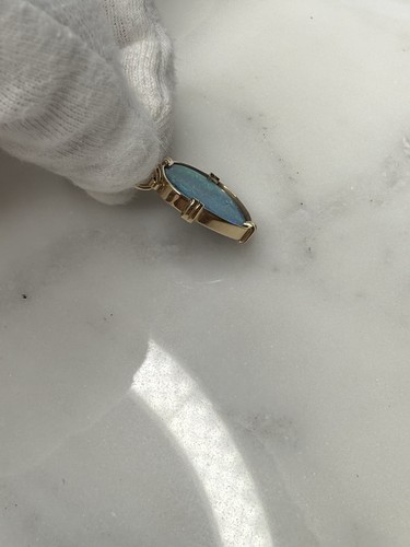 14k Yellow Gold Black Opal Pendant Large - Picture 7 of 13